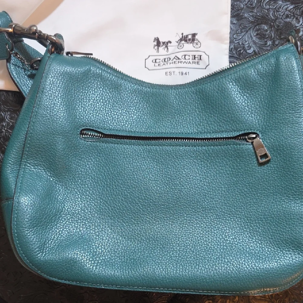 Coach Turquoise Leather Shoulder Bag Jes Hobo - Picture 4 of 9